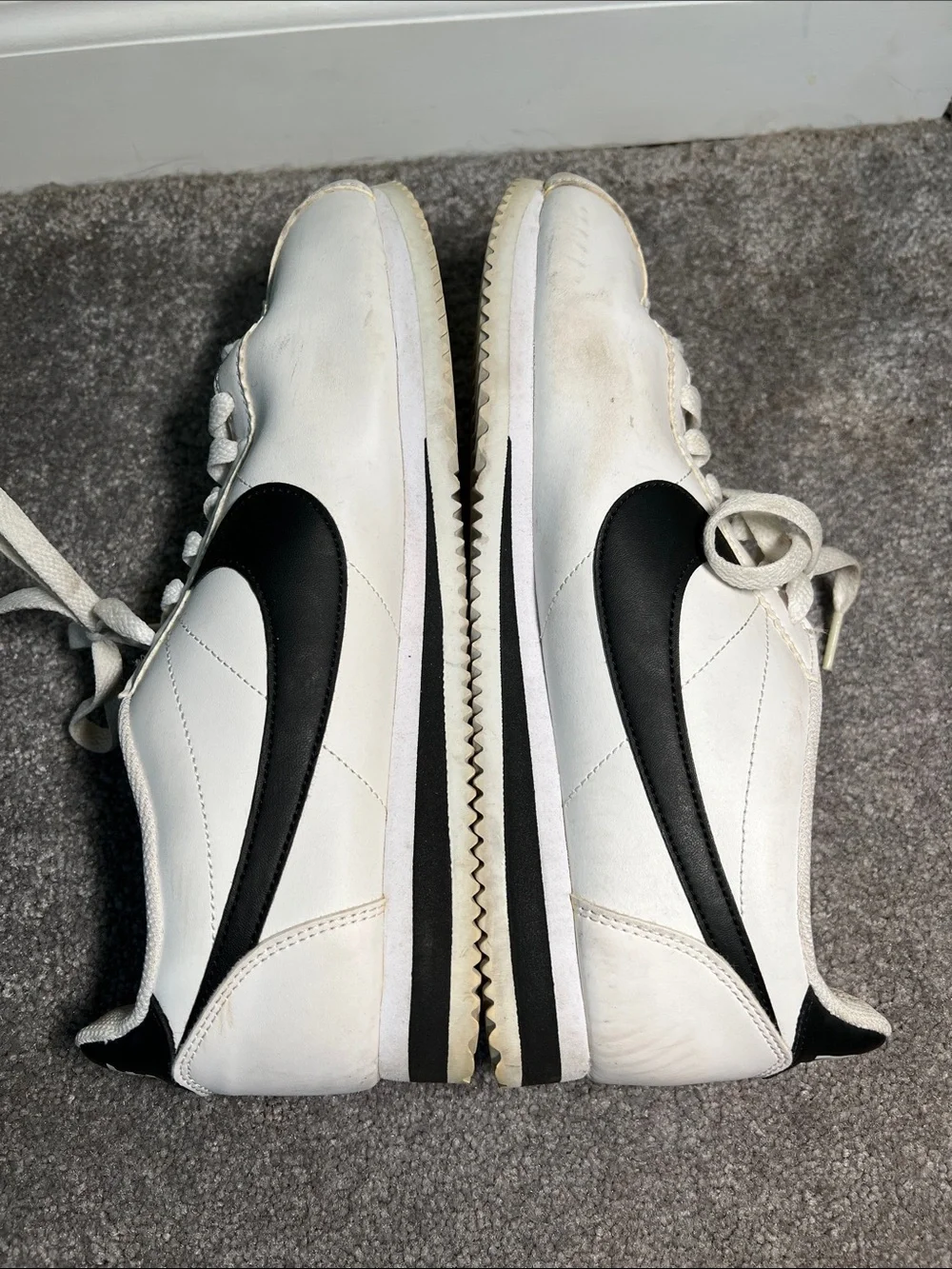 Nike Cortez Sneakers Shoes White with Black  Swoosh size women’s 10